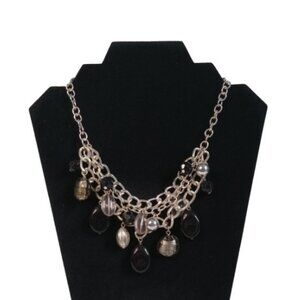 Black and Silver Toned Assorted Dangle Beads Bib Collar Style Statement Necklace